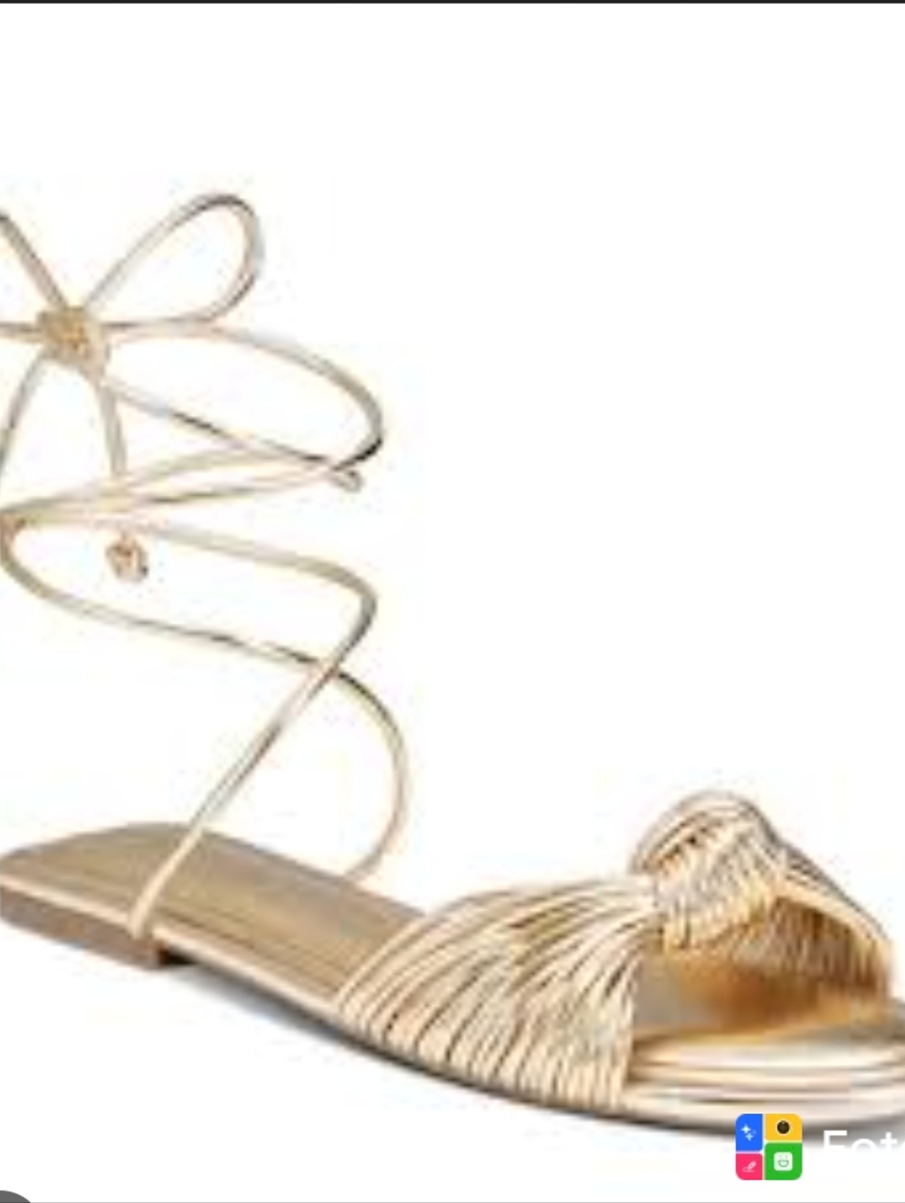 Metallic Lace-Up Flat Sandals in Gold